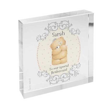 Personalised Forever Friends Bridesmaid Large Glass Block